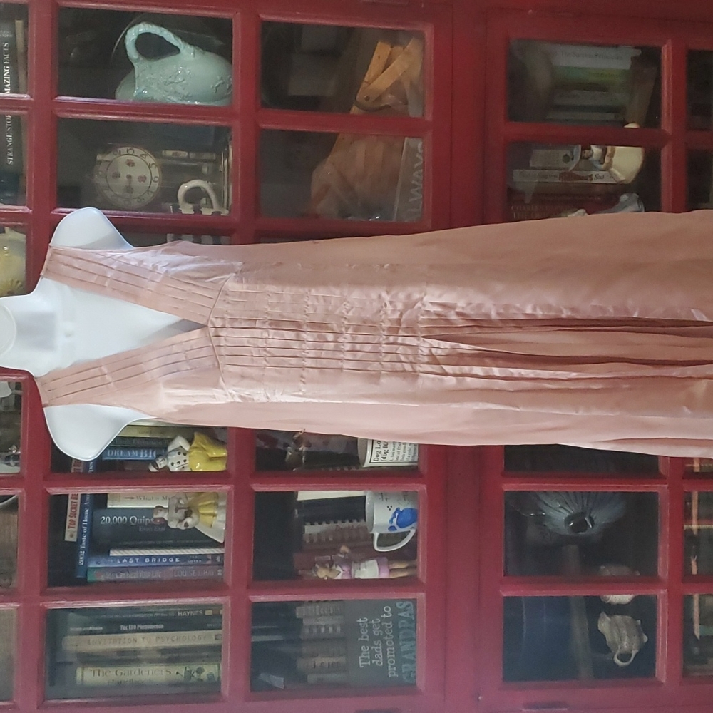 DKNY 100% SILK Pleated Midi Dress with Sheer Panels